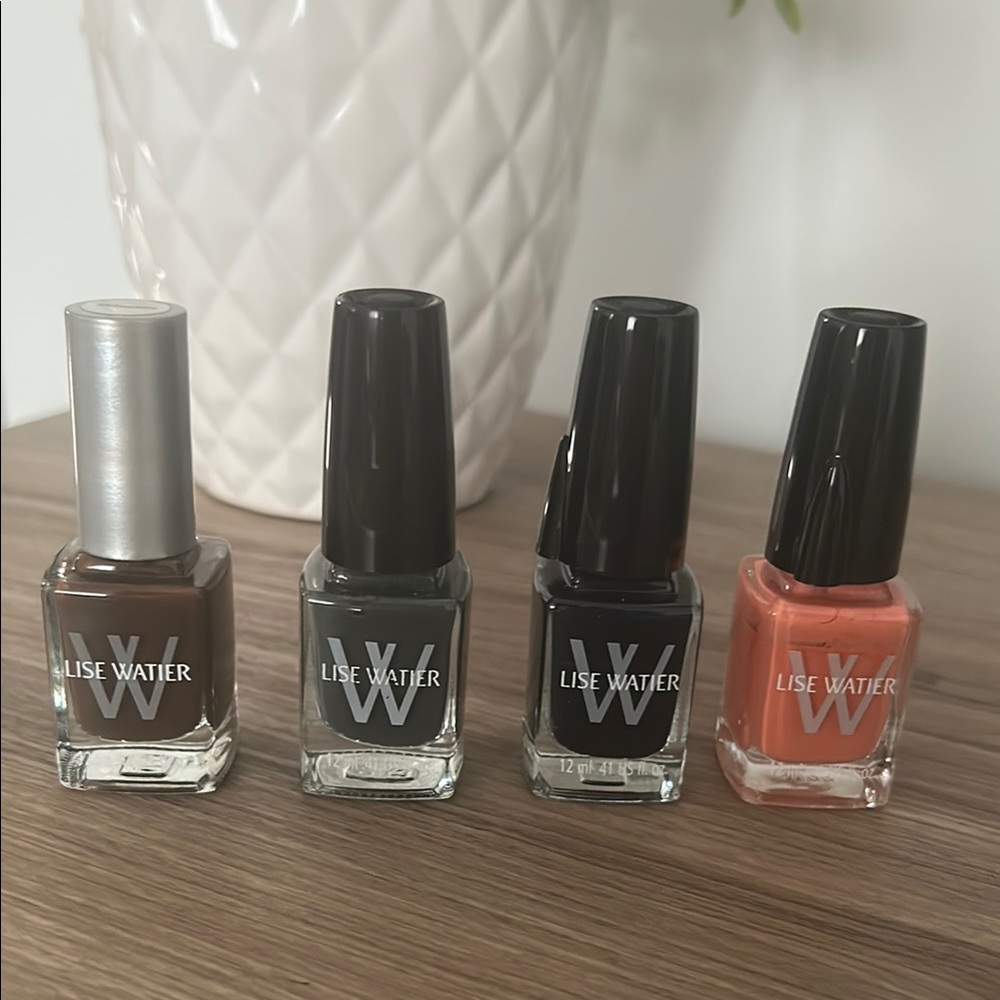 NEW LISE WATIER Nail Polish Set - Brown, Gray, Blue, Orange